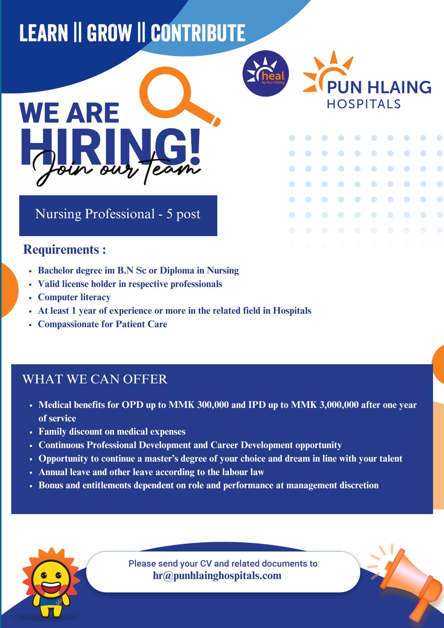 Nursing Professional 5 Posts Pun Hlaing Hospitals